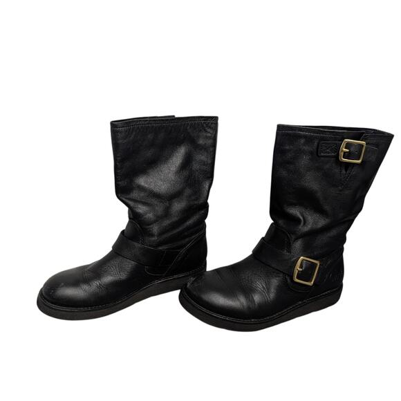 Coach Kenna Moto Boots Womens 7B Black Pull On Lightweight Grunge Y2K Leather - Picture 1 of 7